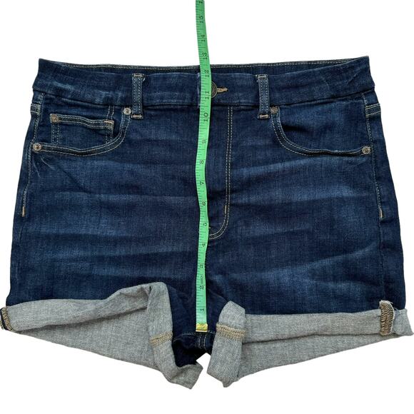 AMERICAN EAGLE Curvy Hi-Rise Shortie Cuffed Short Size 12 Denim Cutoff Dark Wash - Picture 6 of 7